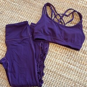 Athleta Deep Purple Sports Bra and Leggings Set